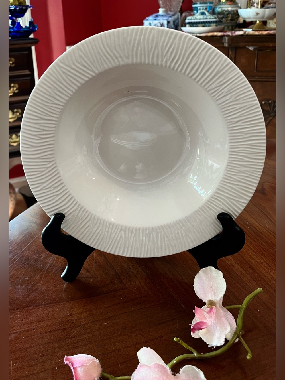 Apropos Millennia (No Trim) Fine White Porcelain Pasta/Soup Rim Bowls, Set of 4